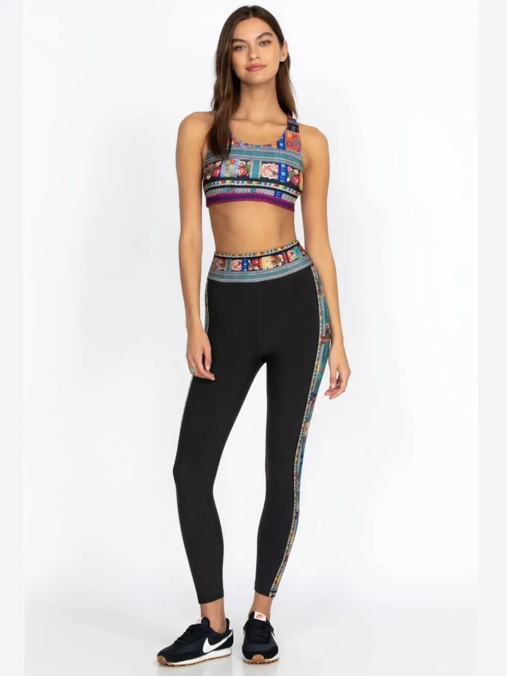 Johnny Was BEE ACTIVE Sports Bra Crisscross Legging Set Floral Sz XS NWT
